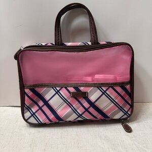 Modella Pink and Brown Plaid Travel Bag